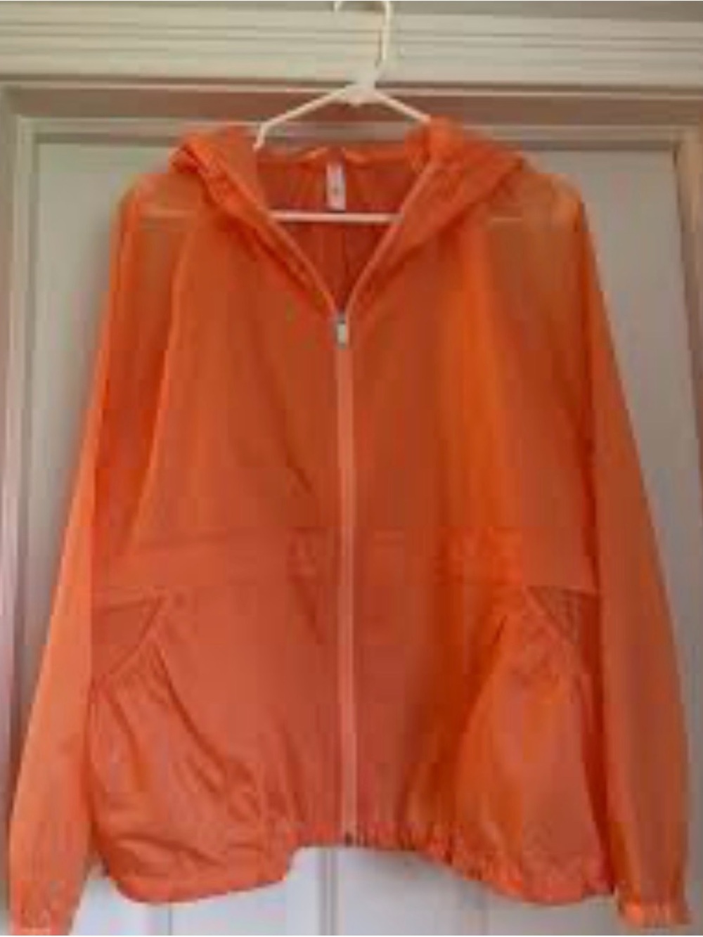 Athleta Orange Hooded Sheer Zip-Up Jacket New With Tags